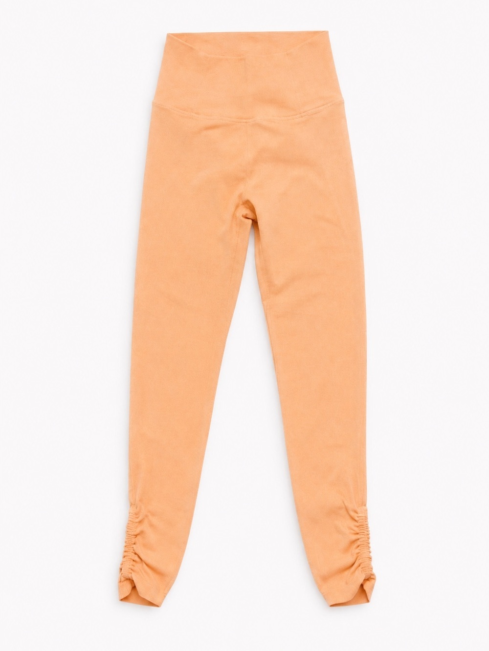 Wilo The Label High Rise Ruched Ankle Ribbed Leggings Pale Orange Small